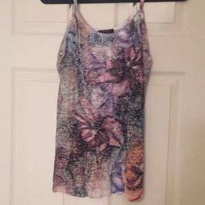 T Party NWOT sleeveless burnout tank top w/ stones